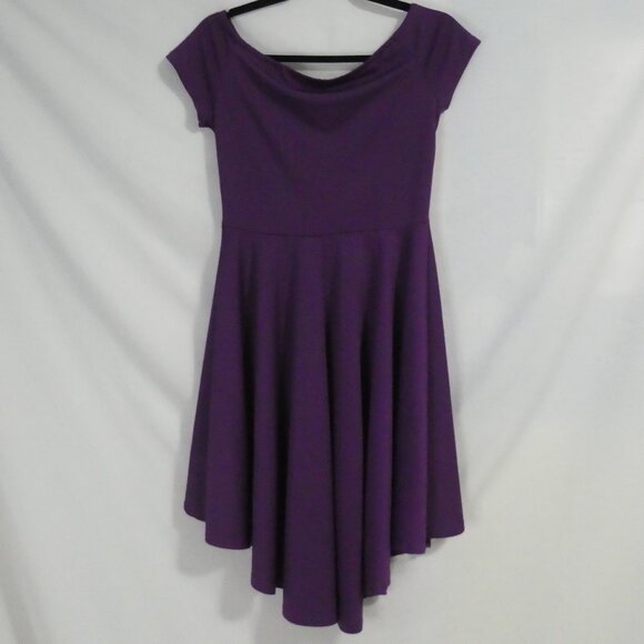Purple High-Low Scoop Neck Short Sleeve Dress | medium - Picture 2 of 12